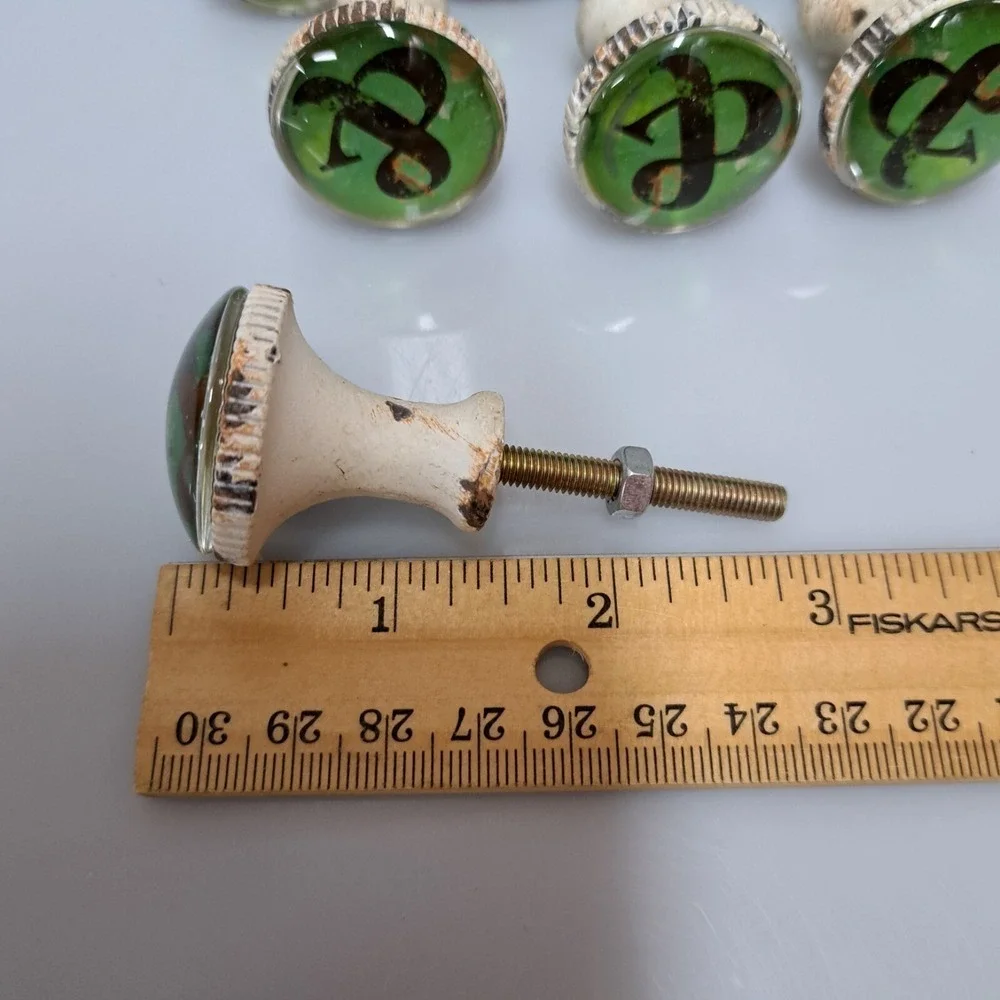 Retro White Wash Retro Drawer Knobs Cabinet Pulls Set Of 8 
